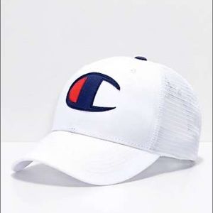 Champion BIG C LOGO Snapback Hat Streetwear White Mesh
